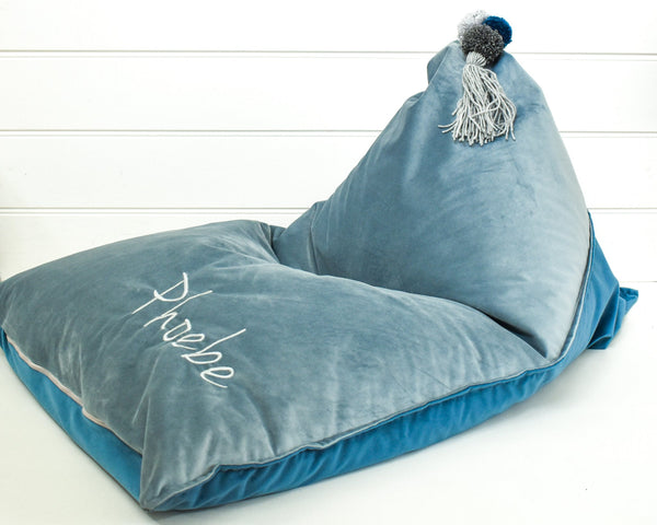 Personalised Bean Bag Chair Velvet Blues - Honeysuckle and Lime